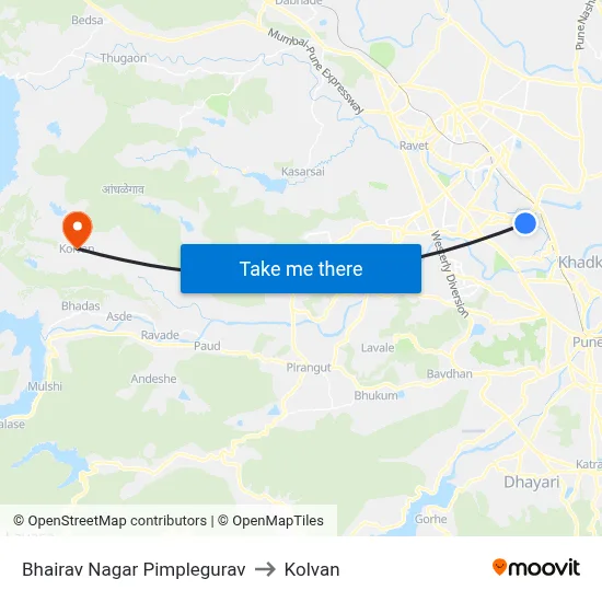 Bhairav Nagar Pimplegurav to Kolvan map