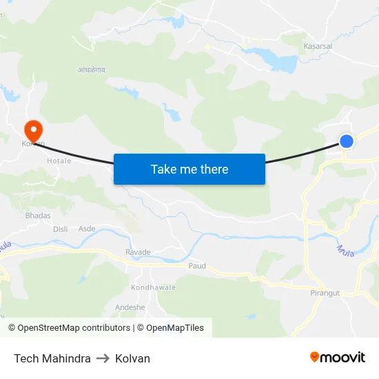 Tech Mahindra to Kolvan map