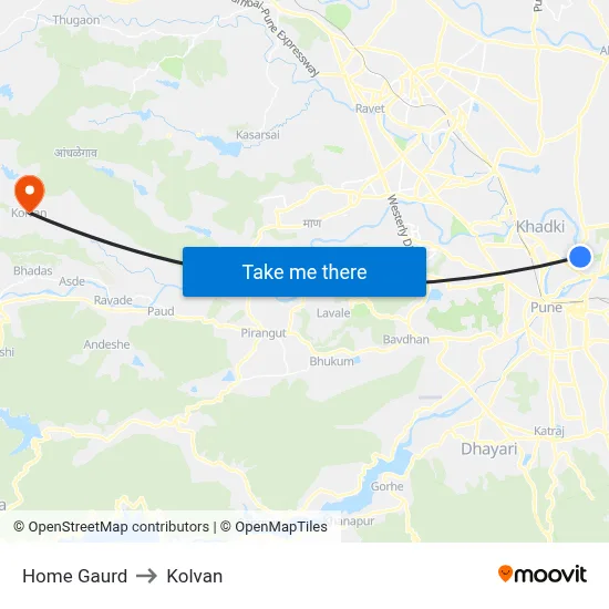 Home Gaurd to Kolvan map