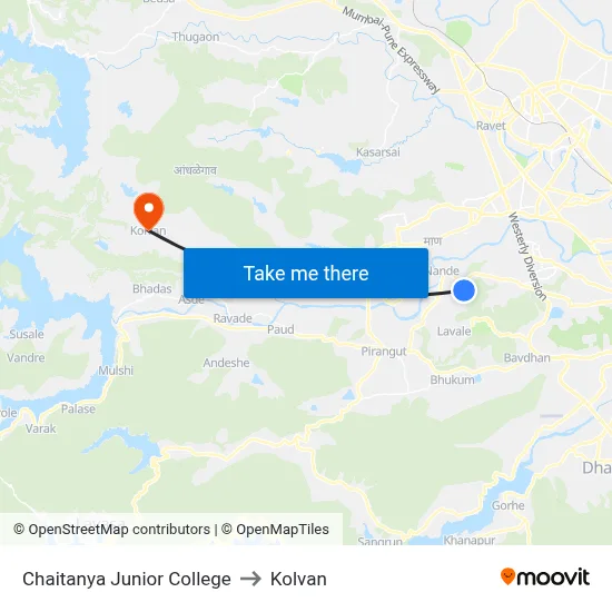 Chaitanya Junior College to Kolvan map