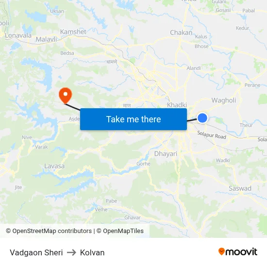 Vadgaon Sheri to Kolvan map