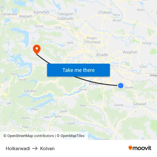 Holkarwadi to Kolvan map