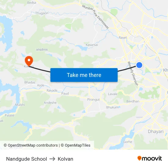 Nandgude School to Kolvan map