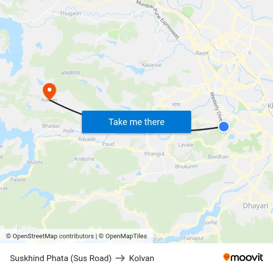 Suskhind Phata (Sus Road) to Kolvan map