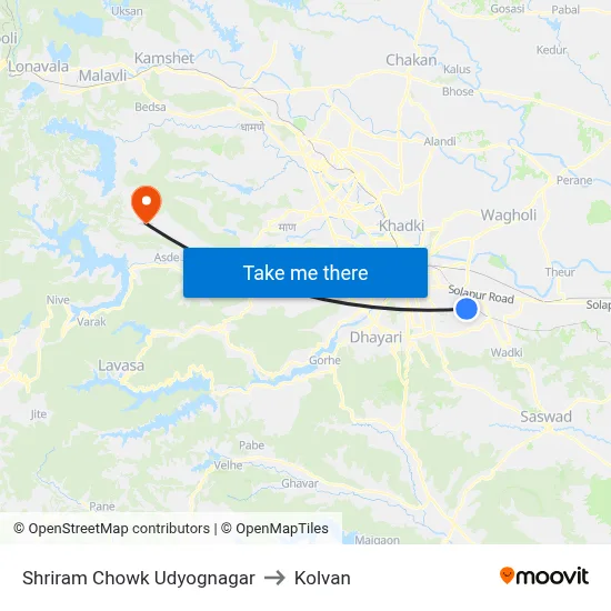 Shriram Chowk Udyognagar to Kolvan map