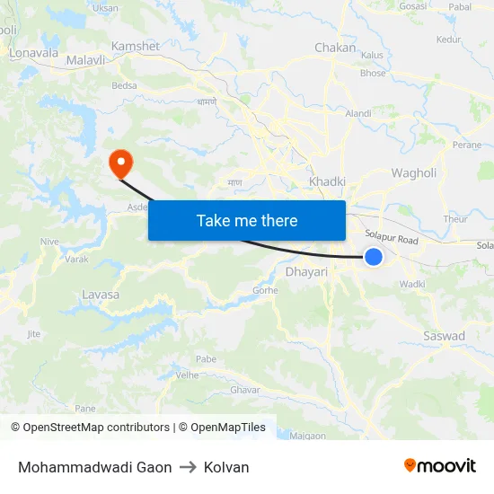 Mohammadwadi Gaon to Kolvan map
