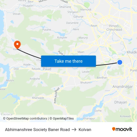 Abhimanshree Society Baner Road to Kolvan map