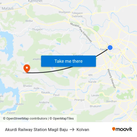 Akurdi Railway Station Magil Baju to Kolvan map