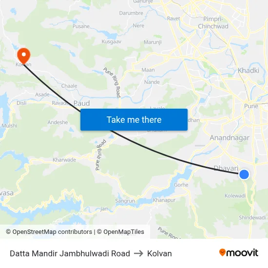 Datta Mandir Jambhulwadi Road to Kolvan map