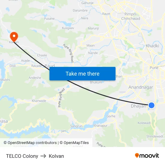 TELCO Colony to Kolvan map