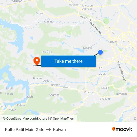 Kolte Patil Main Gate to Kolvan map