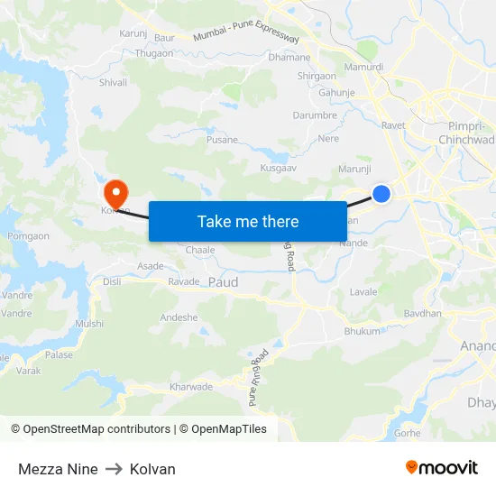 Mezza Nine to Kolvan map