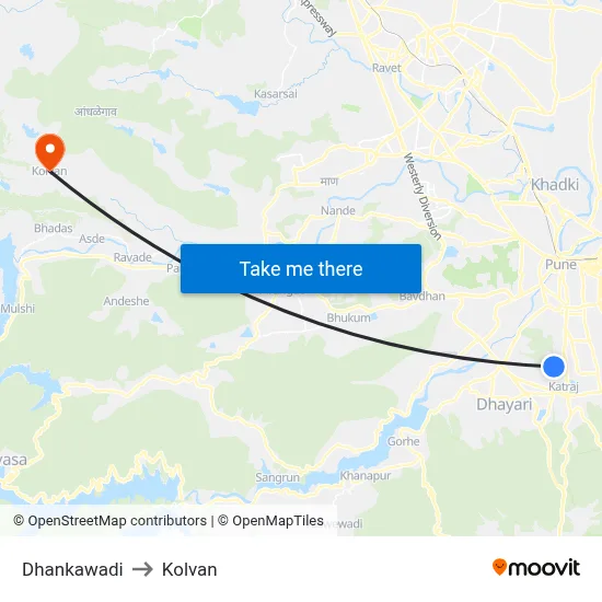 Dhankawadi to Kolvan map