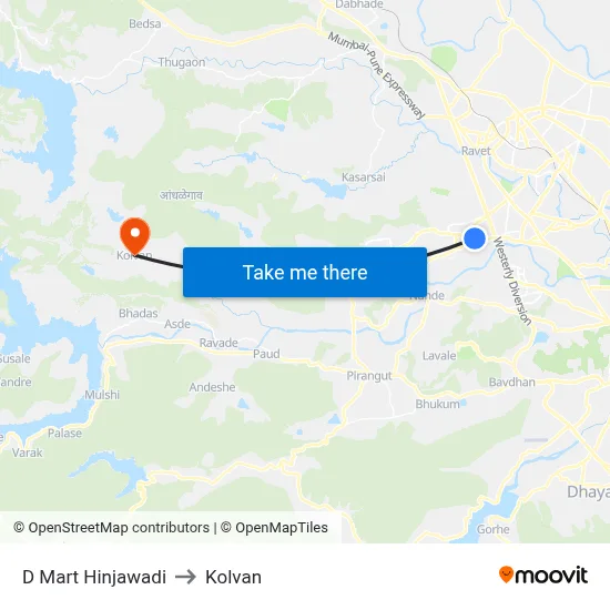 D Mart Hinjawadi to Kolvan map