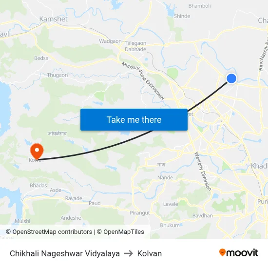 Chikhali Nageshwar Vidyalaya to Kolvan map