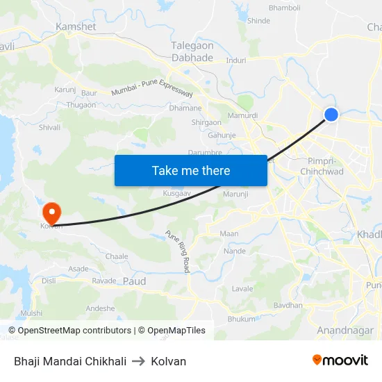 Bhaji Mandai Chikhali to Kolvan map