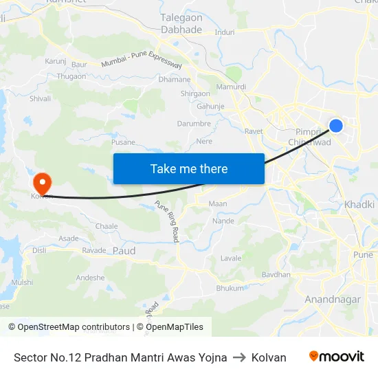 Sector No.12 Pradhan Mantri Awas Yojna to Kolvan map