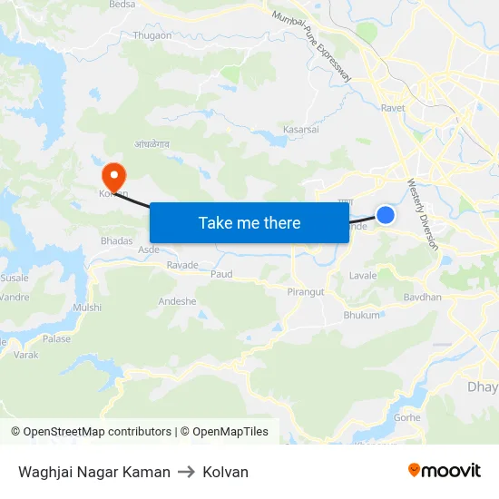 Waghjai Nagar Kaman to Kolvan map