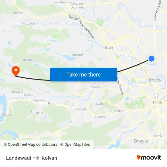 Landewadi to Kolvan map