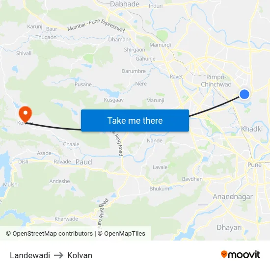 Landewadi to Kolvan map