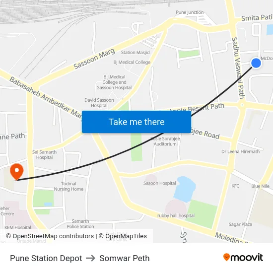 Pune Station Depot to Somwar Peth map