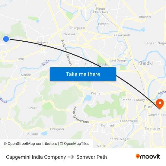 Capgemini India Company to Somwar Peth map