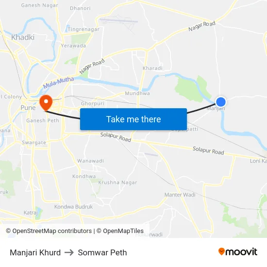 Manjari Khurd to Somwar Peth map