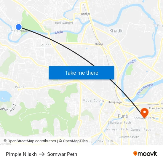 Pimple Nilakh to Somwar Peth map