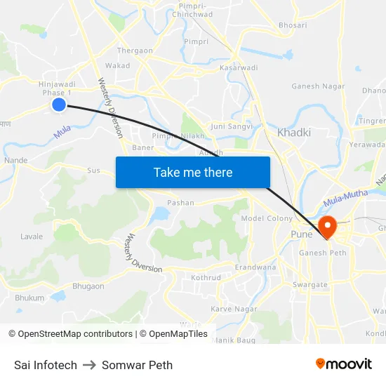 Sai Infotech to Somwar Peth map