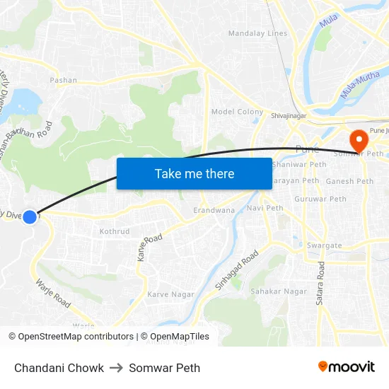 Chandani Chowk to Somwar Peth map