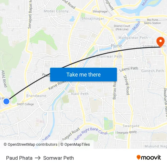 Paud Phata to Somwar Peth map