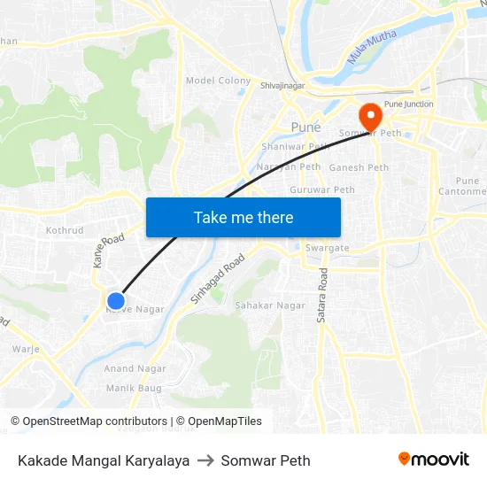 Kakade Mangal Karyalaya to Somwar Peth map