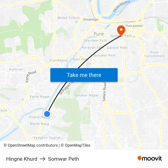 Hingne Khurd to Somwar Peth map