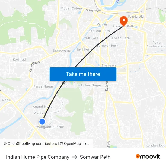 Indian Hume Pipe Company to Somwar Peth map