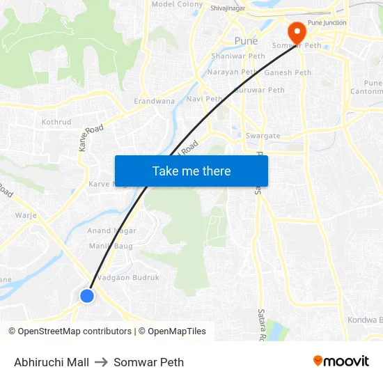 Abhiruchi Mall to Somwar Peth map