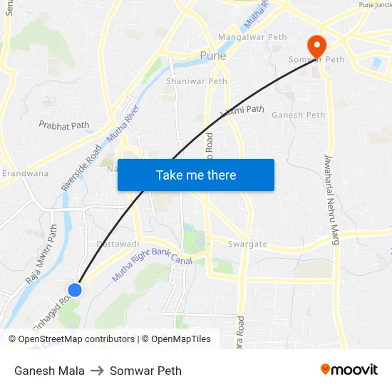 Ganesh Mala to Somwar Peth map