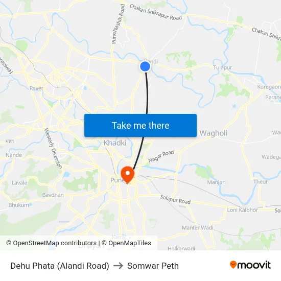 Dehu Phata (Alandi Road) to Somwar Peth map
