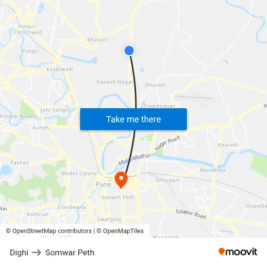 Dighi to Somwar Peth map
