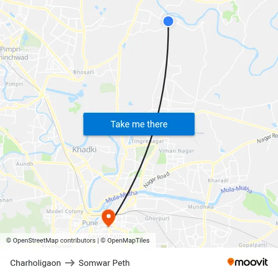 Charholigaon to Somwar Peth map