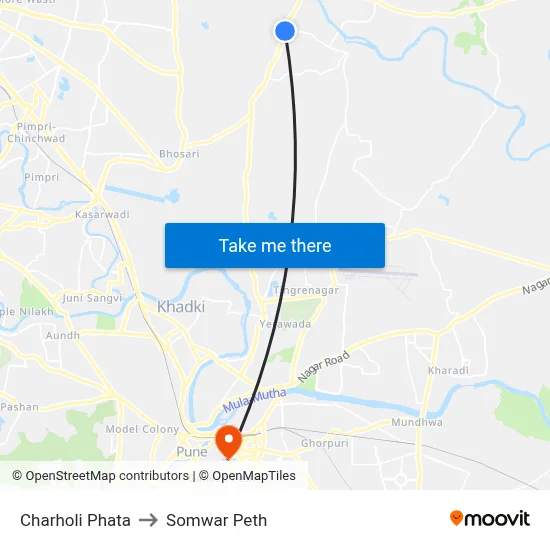 Charholi Phata to Somwar Peth map