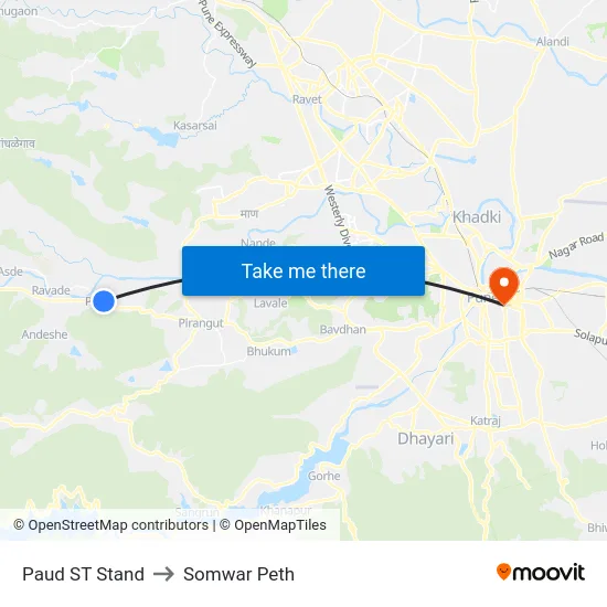 Paud ST Stand to Somwar Peth map