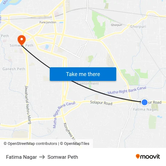 Fatima Nagar to Somwar Peth map
