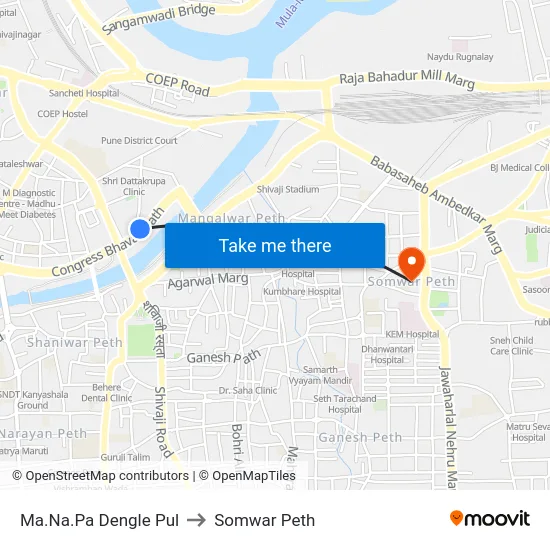 Ma.Na.Pa Dengle Pul to Somwar Peth map