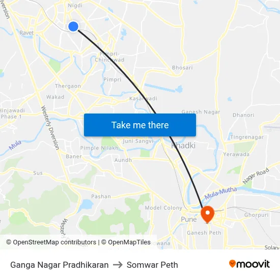 Ganga Nagar Pradhikaran to Somwar Peth map