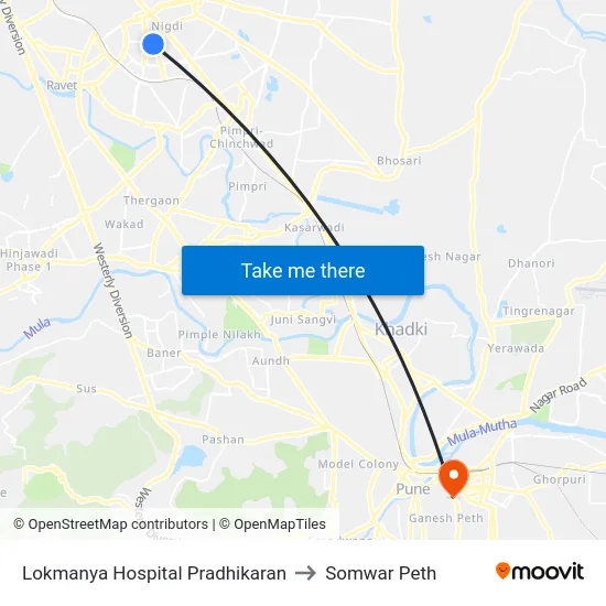 Lokmanya Hospital Pradhikaran to Somwar Peth map