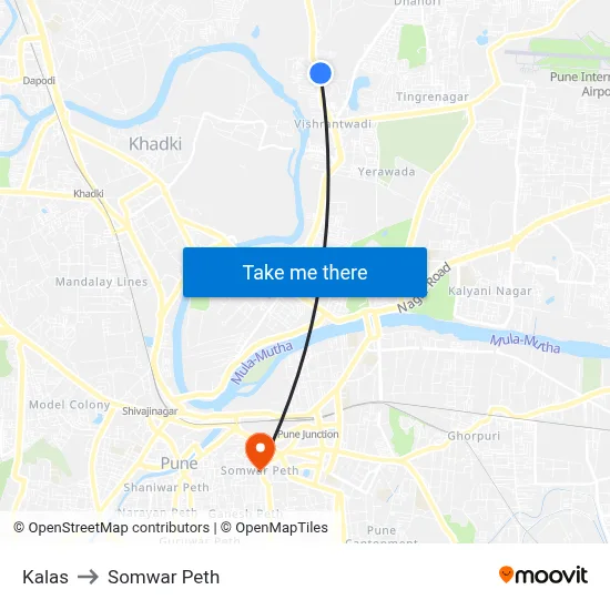 Kalas to Somwar Peth map