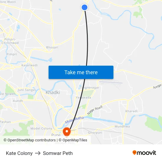 Kate Colony to Somwar Peth map