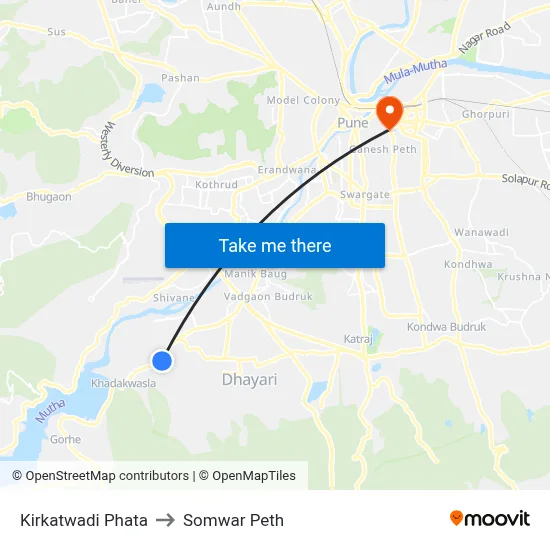 Kirkatwadi Phata to Somwar Peth map