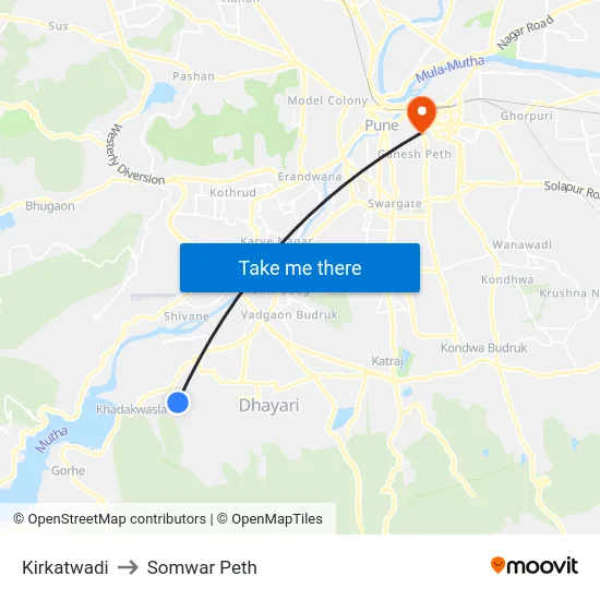 Kirkatwadi to Somwar Peth map