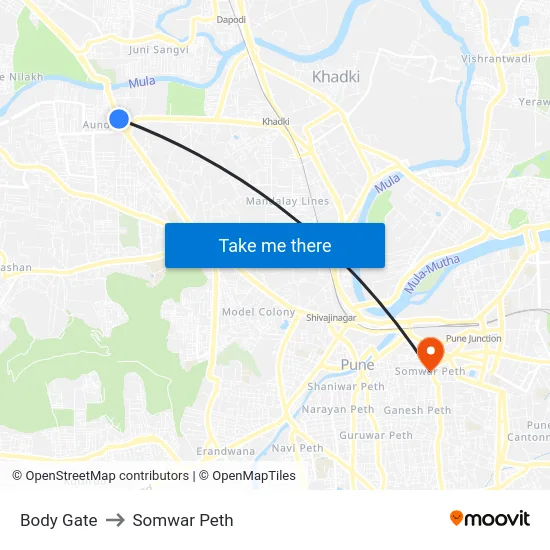 Body Gate to Somwar Peth map